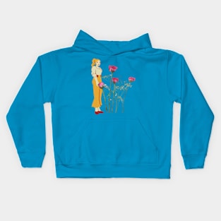 Yellow girl and Red rose t-shirt Kids Hoodie